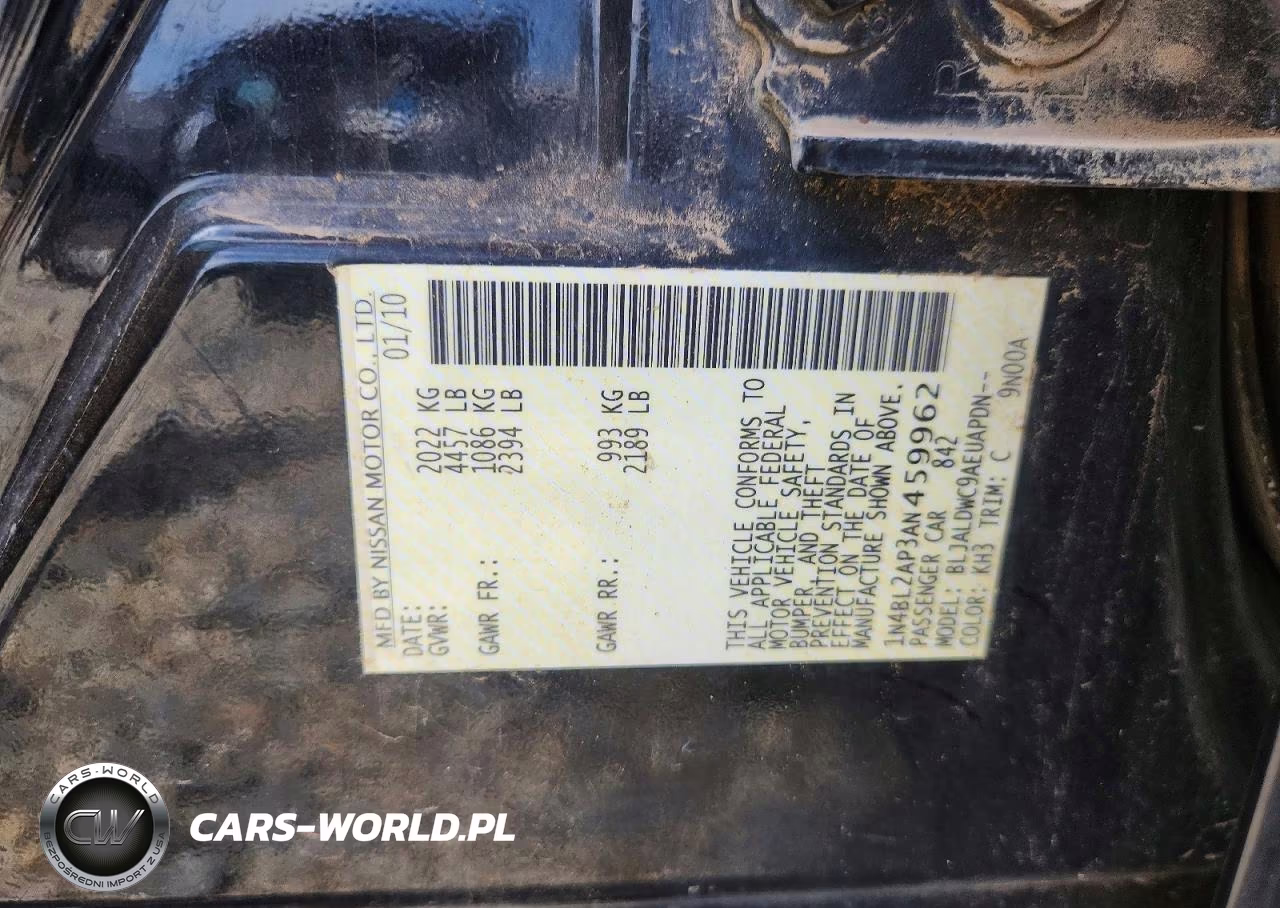 2010 Nissan Altima Sr VIN:1N4BL2AP3AN459962 - 12