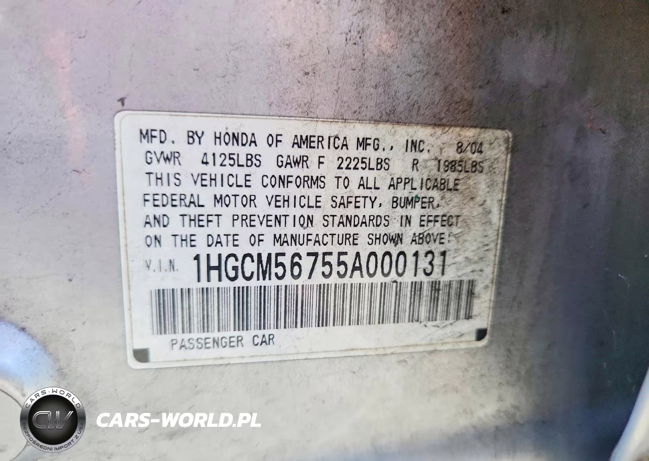2005 Honda Accord Ex VIN:1HGCM56755A000131 - 12