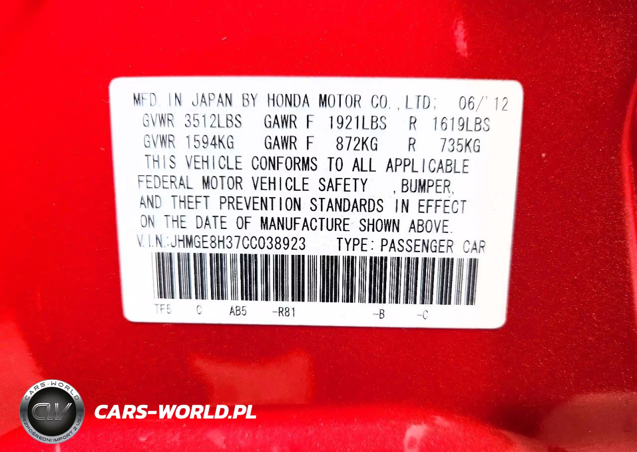 2012 Honda Fit VIN:JHMGE8H37CC038923 - 12