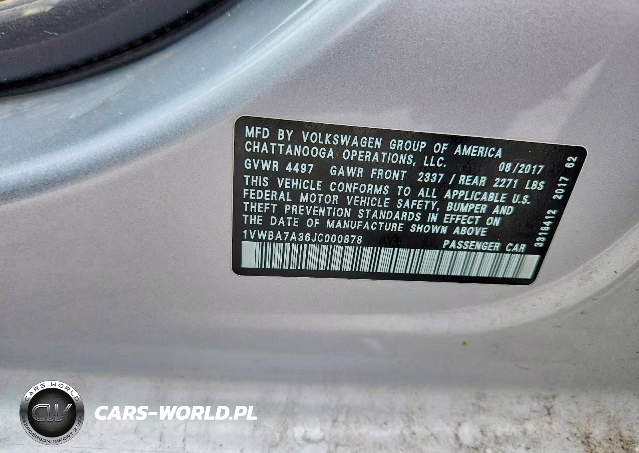 2018 Volkswagen Passat Se VIN:1VWBA7A36JC000878 - 12