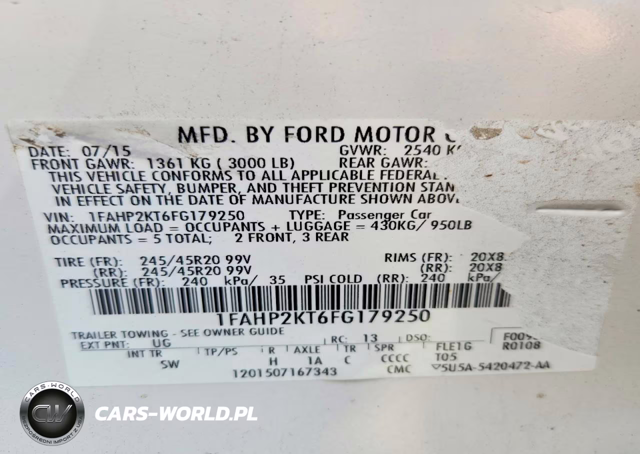 2015 Ford Taurus Sho VIN:1FAHP2KT6FG179250 - 12