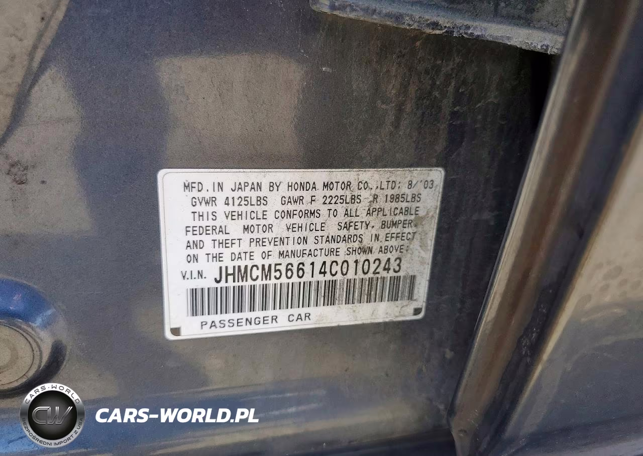 2004 Honda Accord Ex VIN:JHMCM56614C010243 - 12