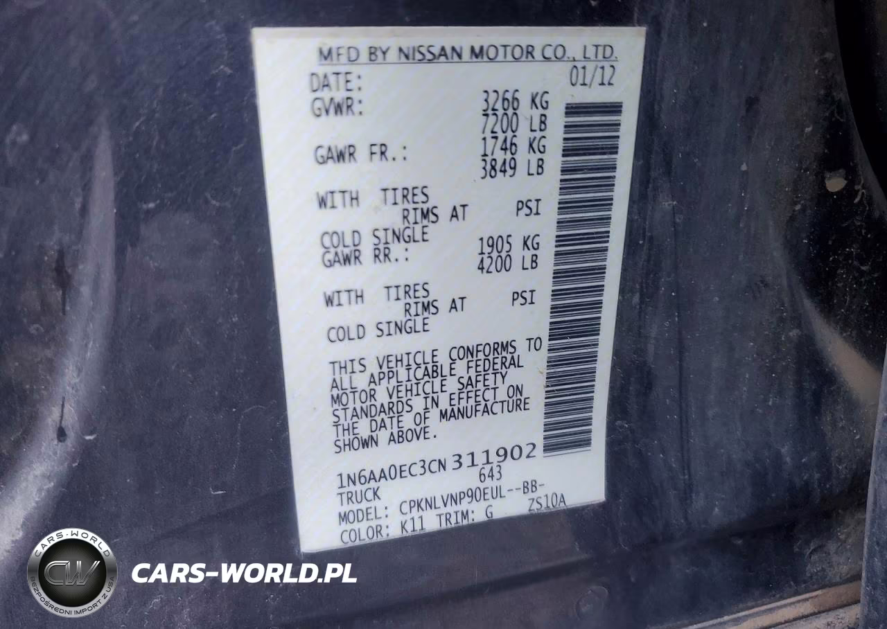 2012 Nissan Titan Sv VIN:1N6AA0EC3CN311902 - 13