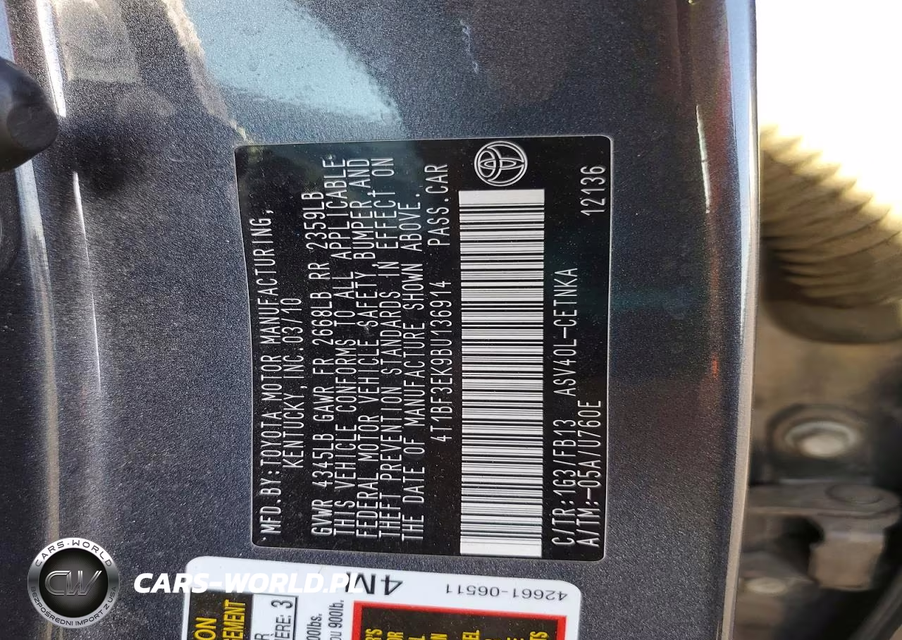 2011 Toyota Camry Le VIN:4T1BF3EK9BU136914 - 12
