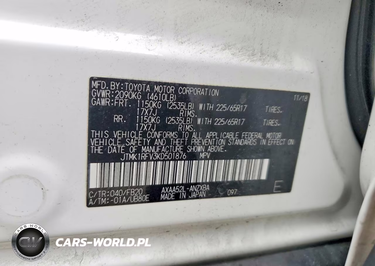 2019 Toyota Rav4 Le VIN:JTMK1RFV3KD501876 - 13