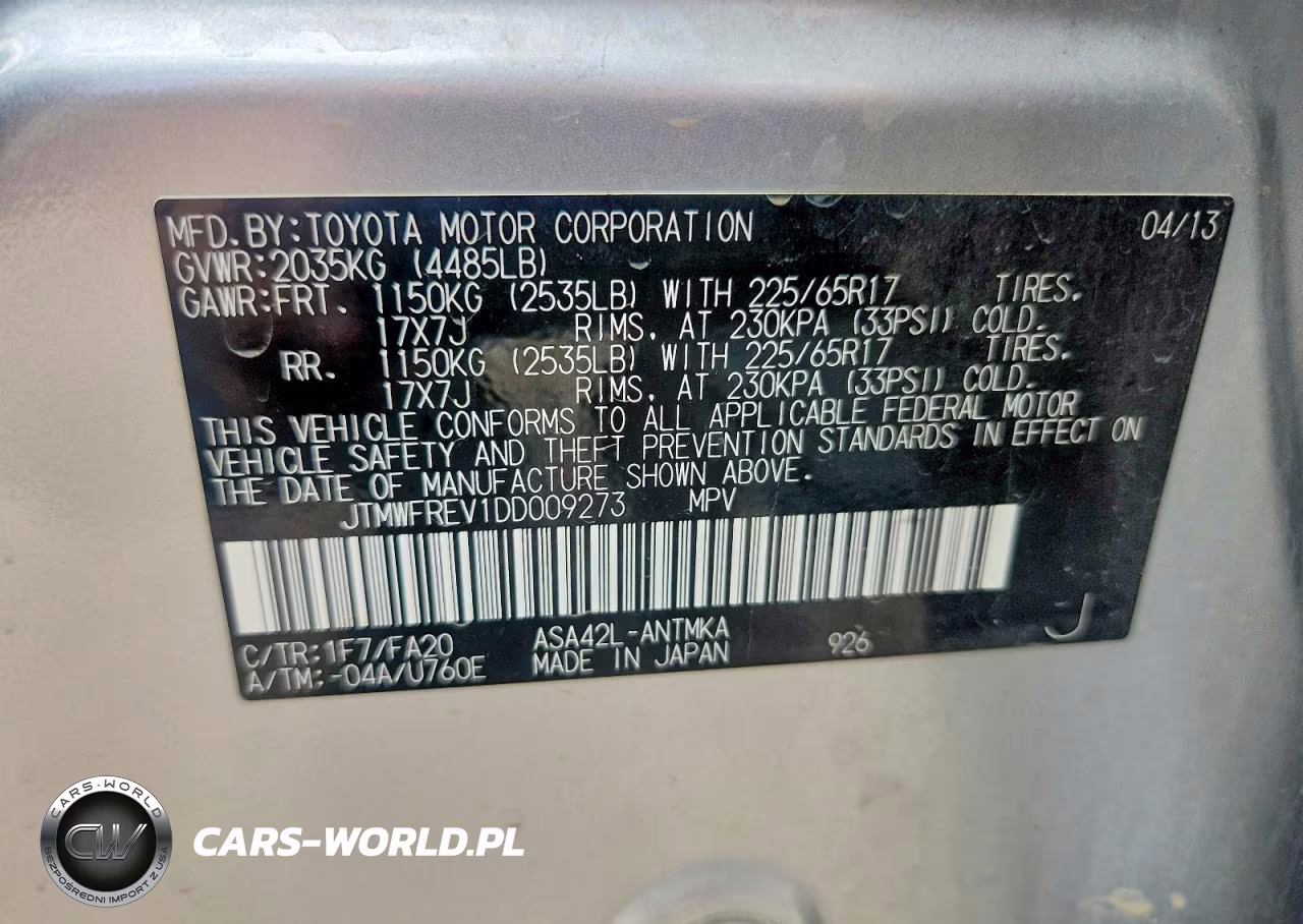 2013 Toyota Rav4 Xle VIN:JTMWFREV1DD009273 - 13