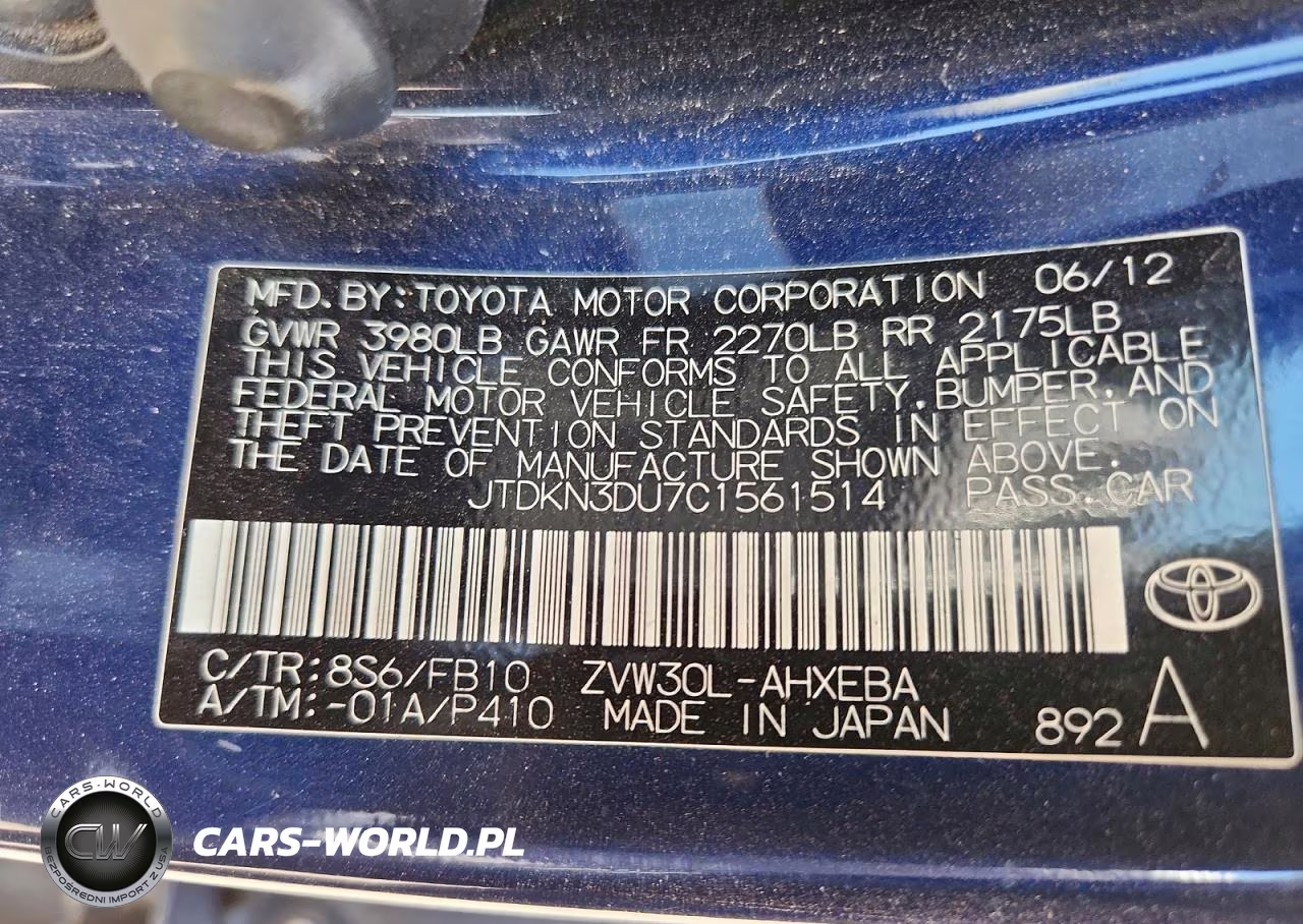 2012 Toyota Prius Two VIN:JTDKN3DU7C1561514 - 12