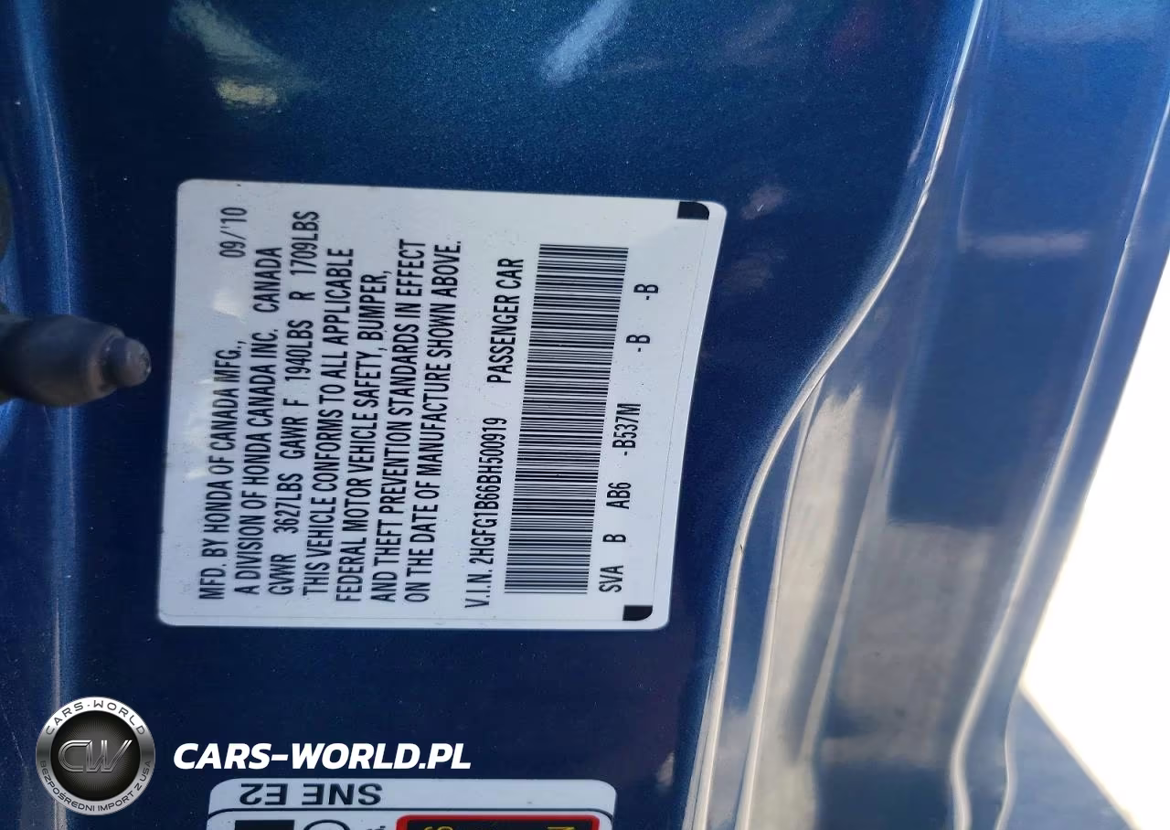 2011 Honda Civic Lx VIN:2HGFG1B66BH500919 - 13