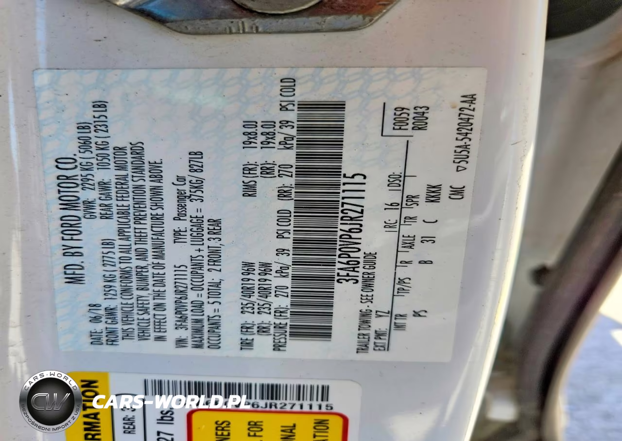 2018 Ford Fusion Sport VIN:3FA6P0VP6JR271115 - 12