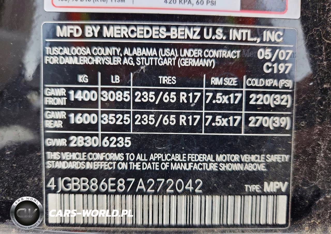 2007 Mercedes-Benz Ml VIN:4JGBB86E87A272042 - 13