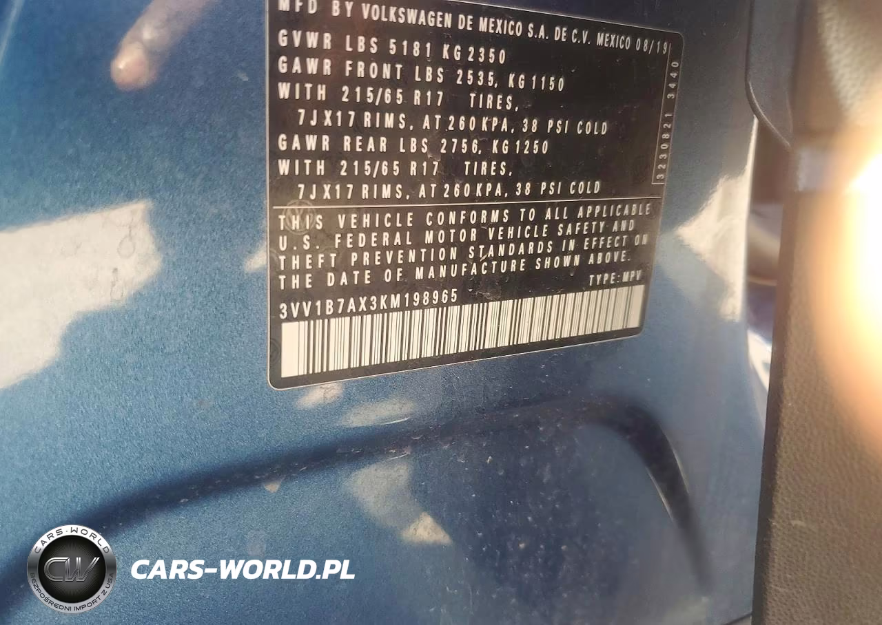 2019 Volkswagen Tiguan S VIN:3VV1B7AX3KM198965 - 13