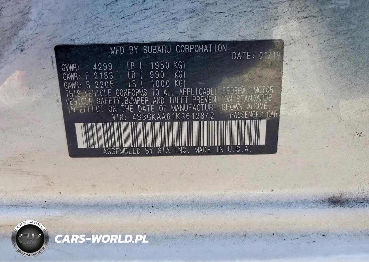 2019 Subaru Impreza VIN:4S3GKAA61K3612842 - 12