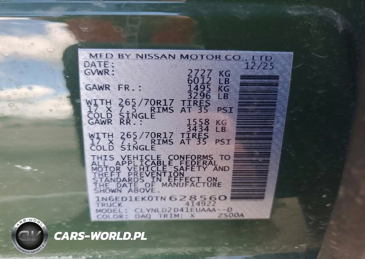 2026 Nissan Frontier Pro-4X VIN:1N6ED1EK0TN628560 - 12