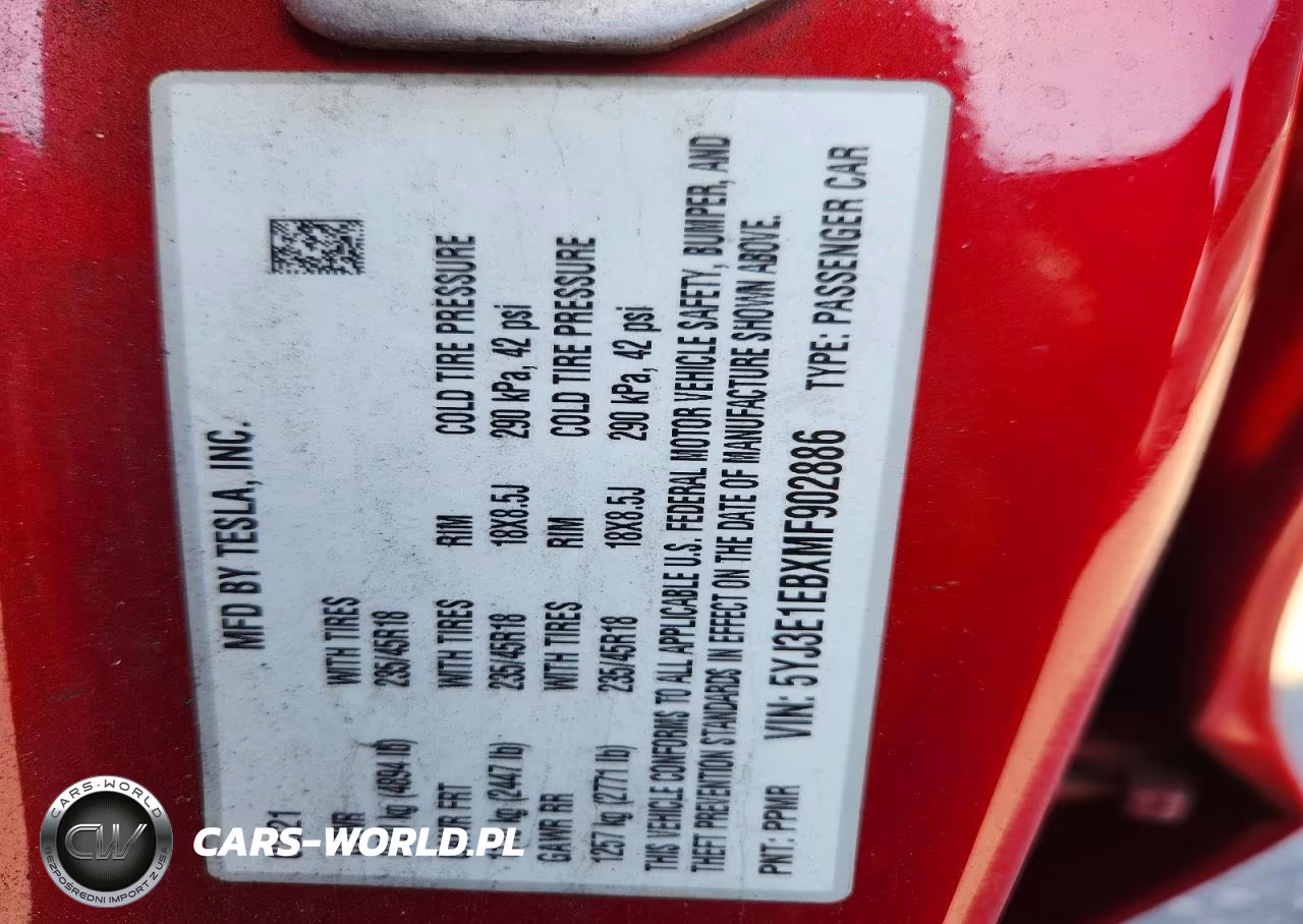 2021 Tesla Model 3 VIN:5YJ3E1EBXMF902886 - 12