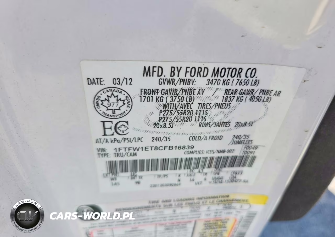 2012 Ford F150 Supercrew VIN:1FTFW1ET8CFB16839 - 12