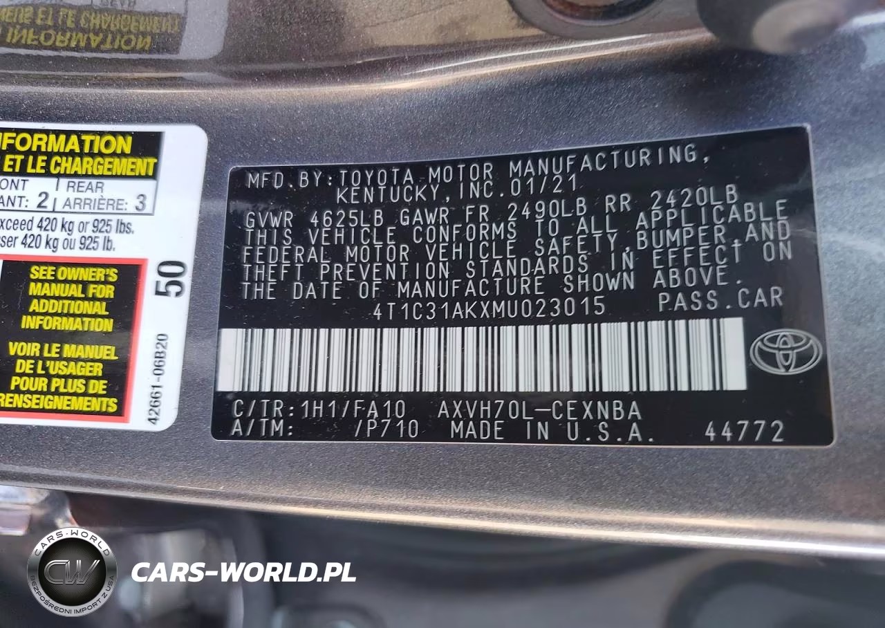 2021 Toyota Camry Le VIN:4T1C31AKXMU023015 - 12