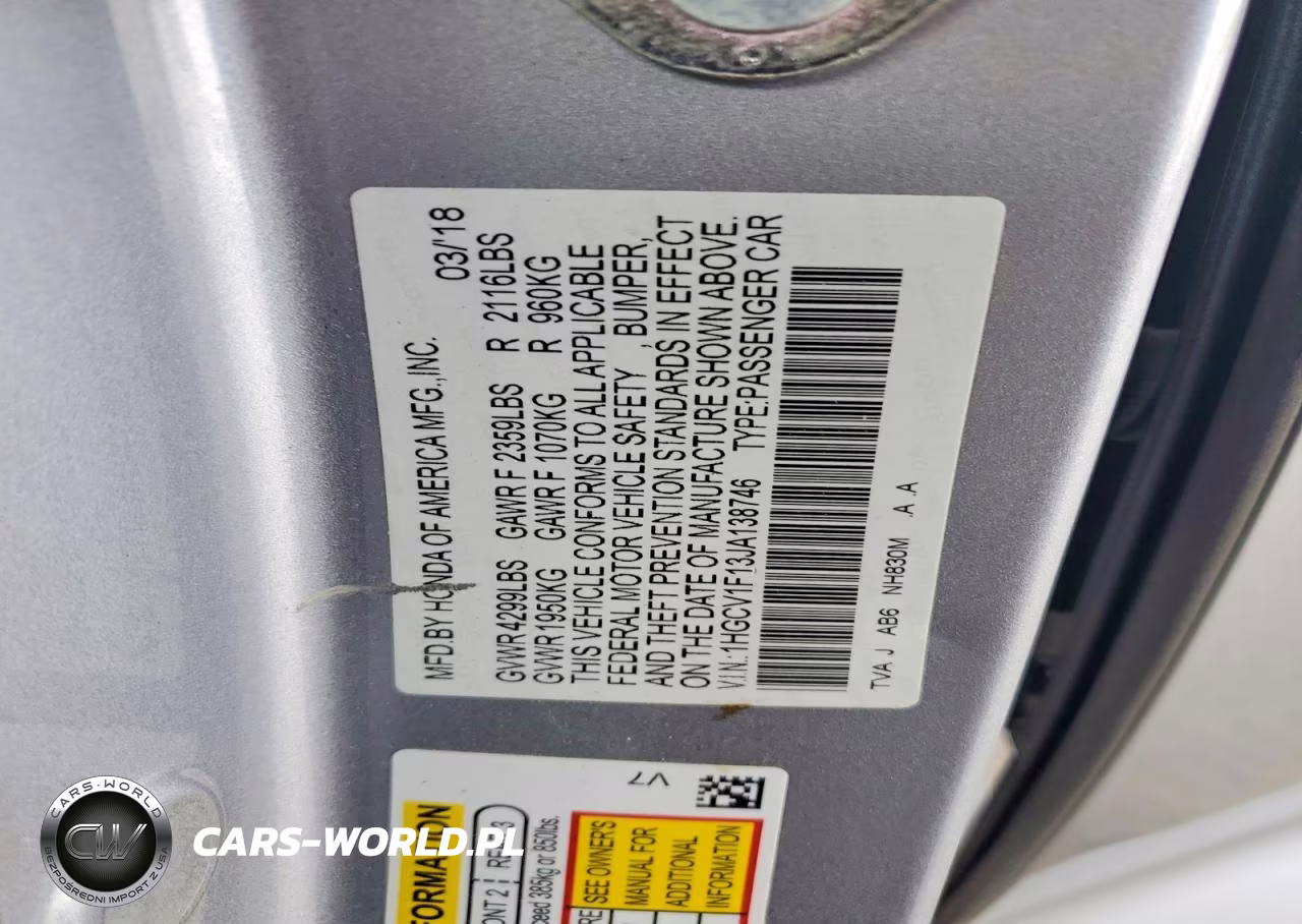 2018 Honda Accord Lx VIN:1HGCV1F13JA138746 - 12