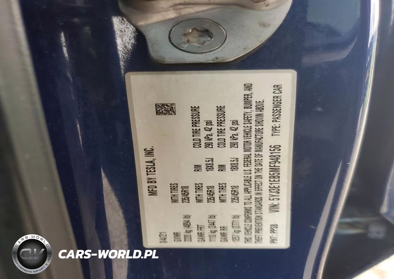 2021 Tesla Model 3 VIN:5YJ3E1EB5MF948156 - 12