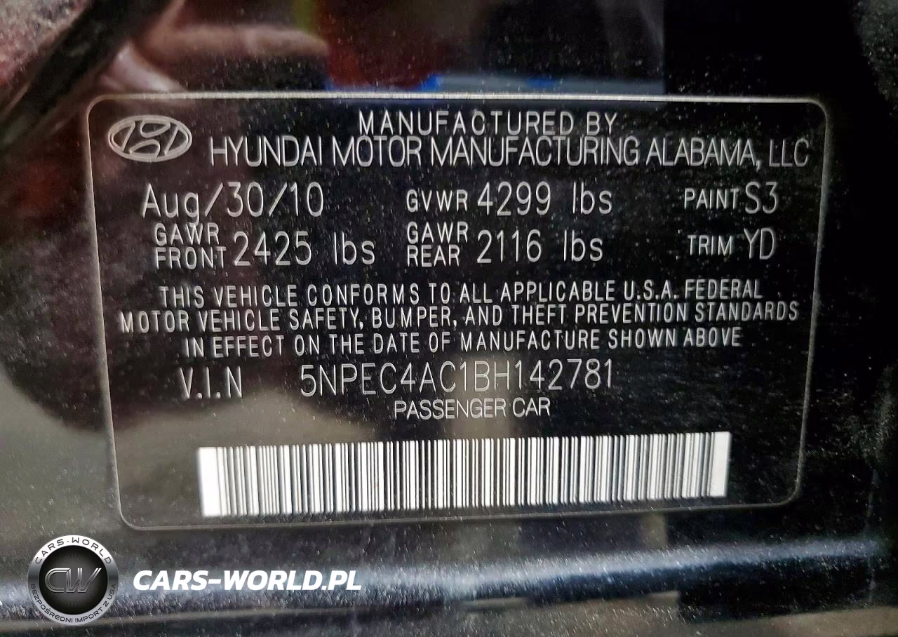 2011 Hyundai Sonata Limited VIN:5NPEC4AC1BH142781 - 12