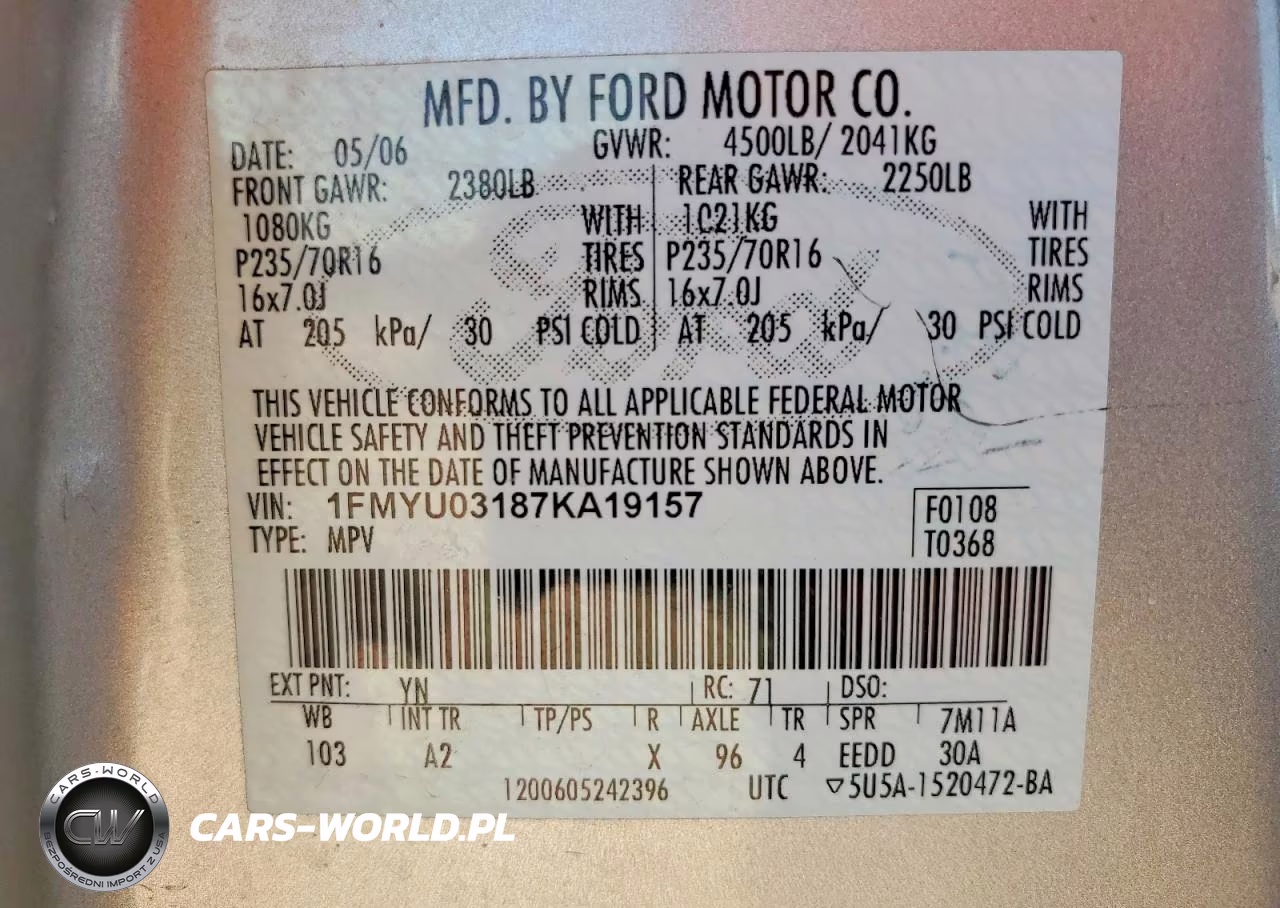 2007 Ford Escape Xlt VIN:1FMYU03187KA19157 - 13