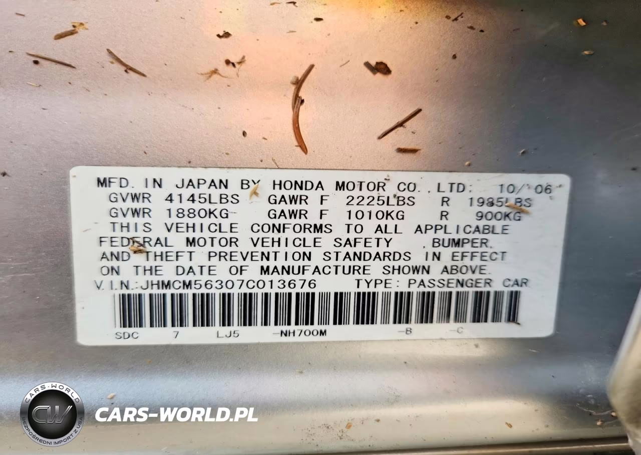 2007 Honda Accord Se VIN:JHMCM56307C013676 - 12