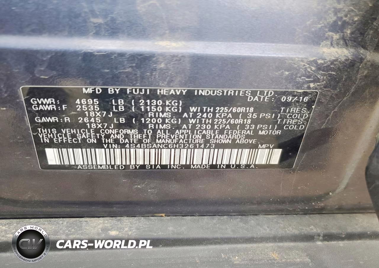 2017 Subaru Outback 2.5I Limited VIN:4S4BSANC6H3261473 - 13