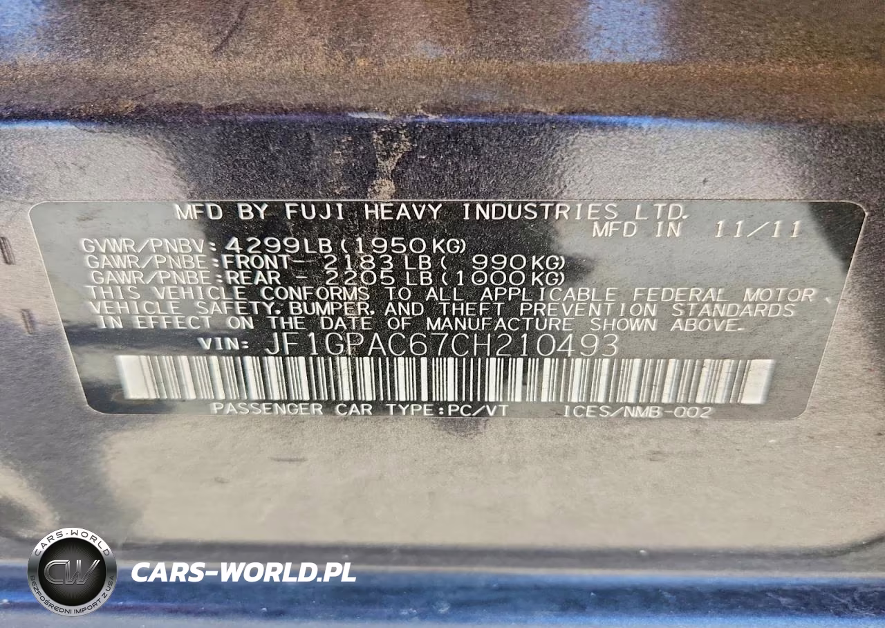 2012 Subaru Impreza Premium VIN:JF1GPAC67CH210493 - 12