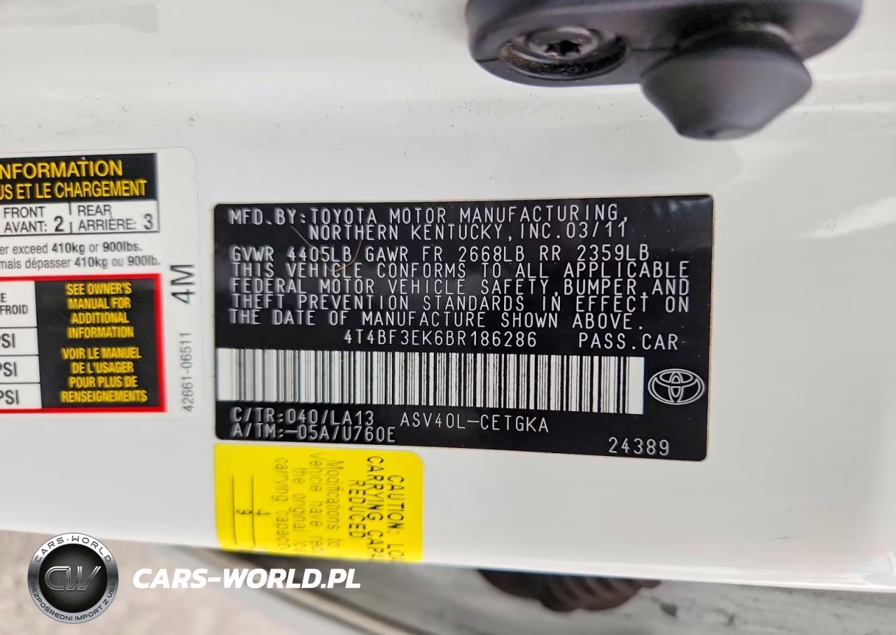 2011 Toyota Camry Xle VIN:4T4BF3EK6BR186286 - 12