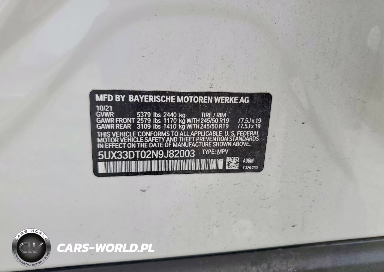 2022 BMW X4 xDrive30I VIN:5UX33DT02N9J82003 - 13