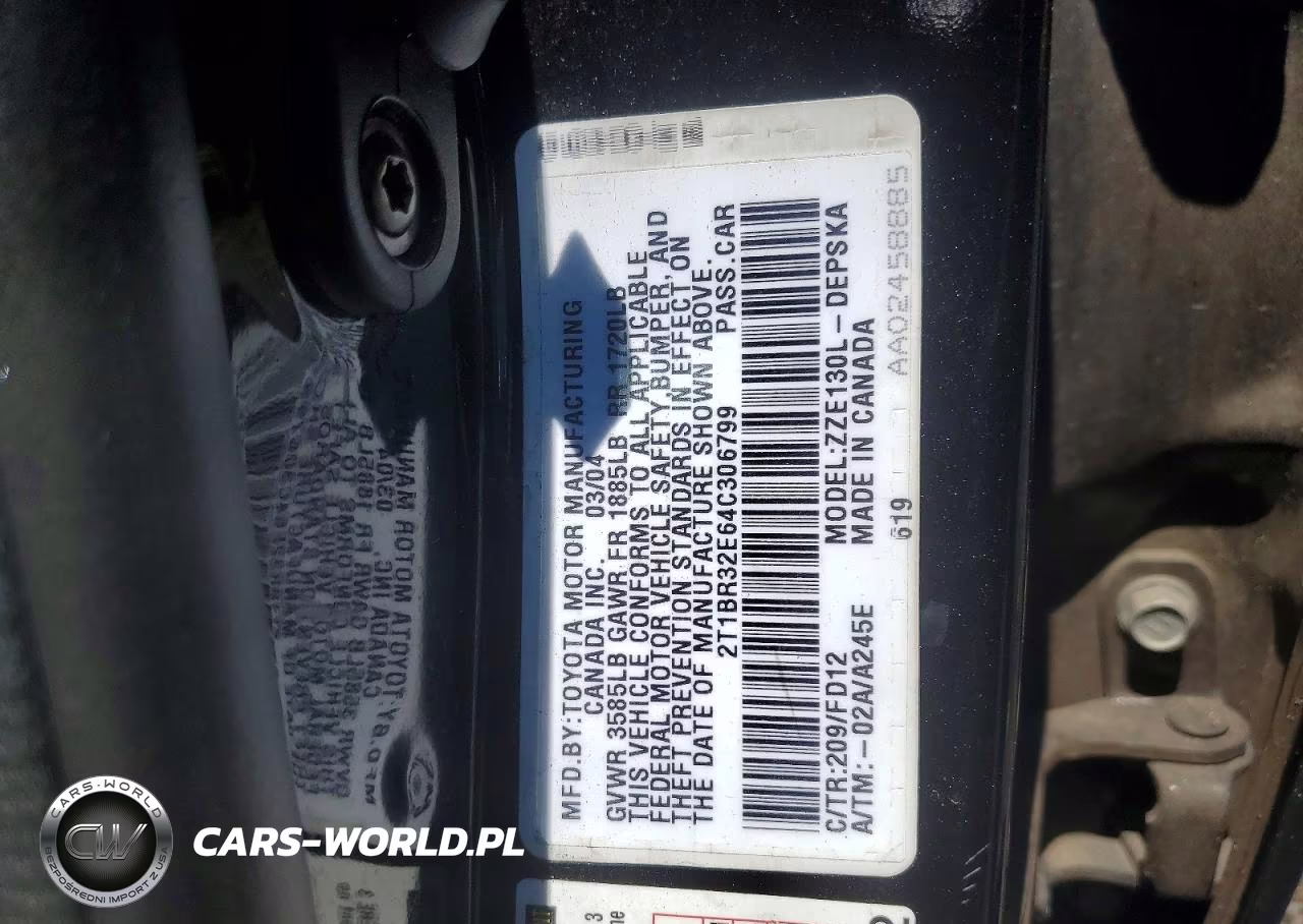 2004 Toyota Corolla S VIN:2T1BR32E64C306799 - 12