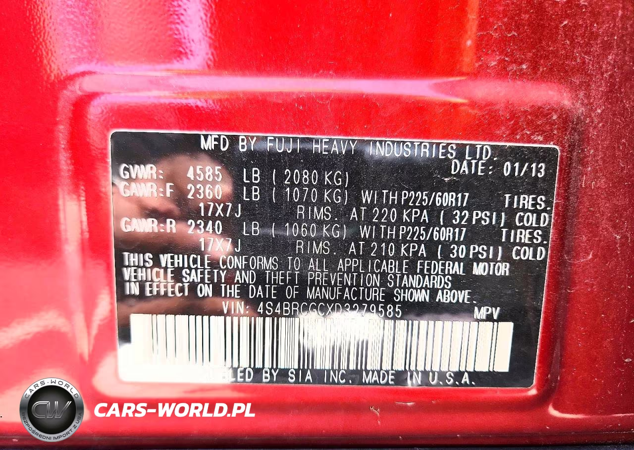 2013 Subaru Outback 2.5I Premium VIN:4S4BRCGCXD3279585 - 13