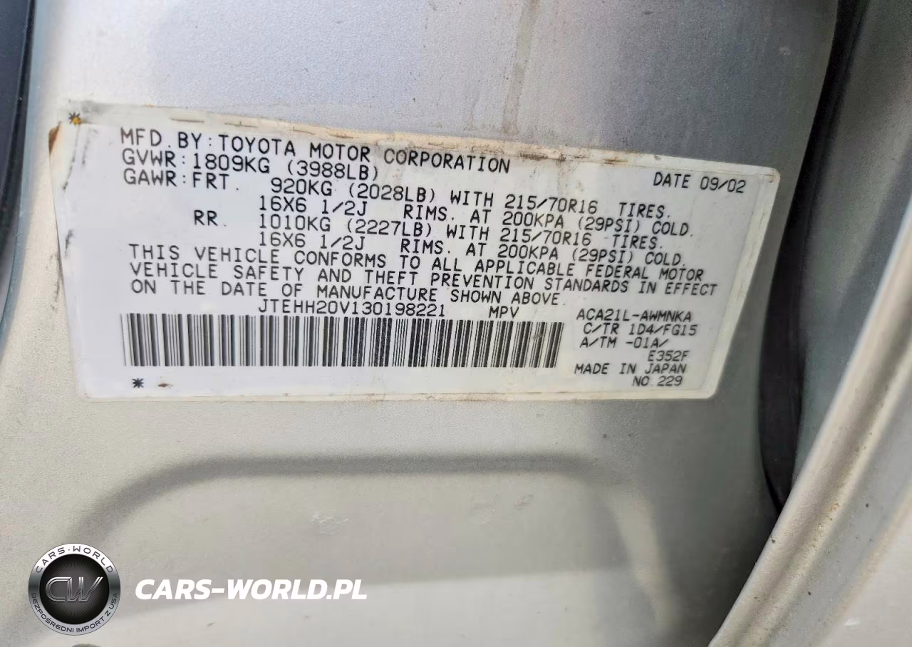 2003 Toyota Rav4 Base VIN:JTEHH20V130198221 - 12