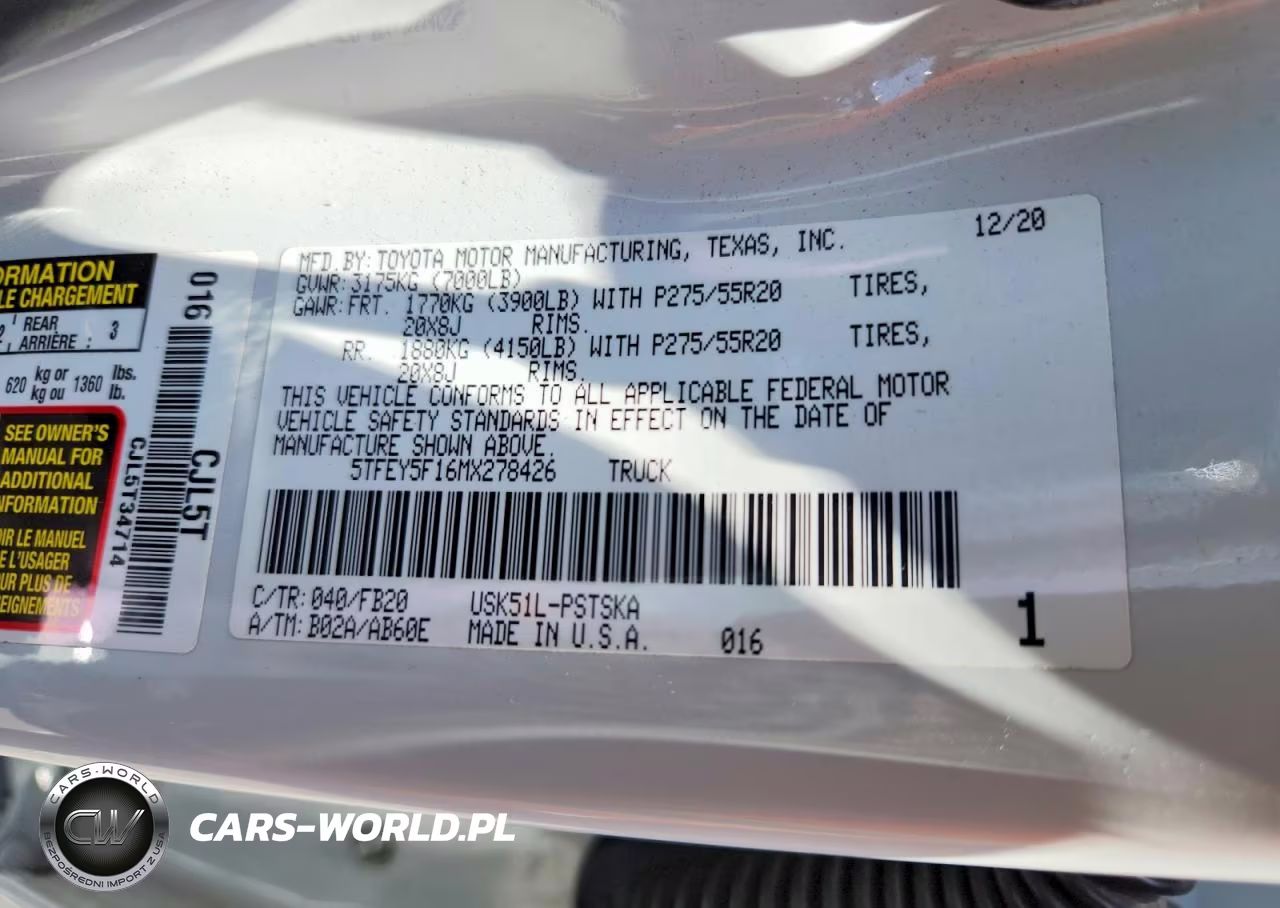 2021 Toyota Tundra Crewmax Sr5 VIN:5TFEY5F16MX278426 - 12