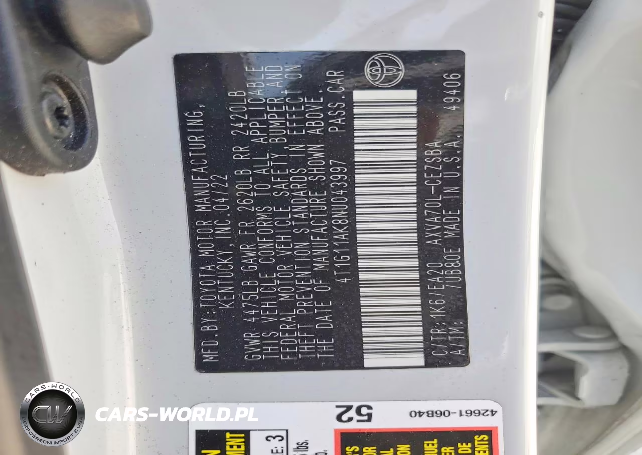 2022 Toyota Camry Se VIN:4T1G11AK8NU043997 - 12