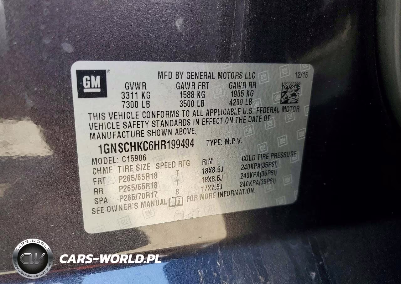2017 Chevrolet Suburban C1500 Lt VIN:1GNSCHKC6HR199494 - 13