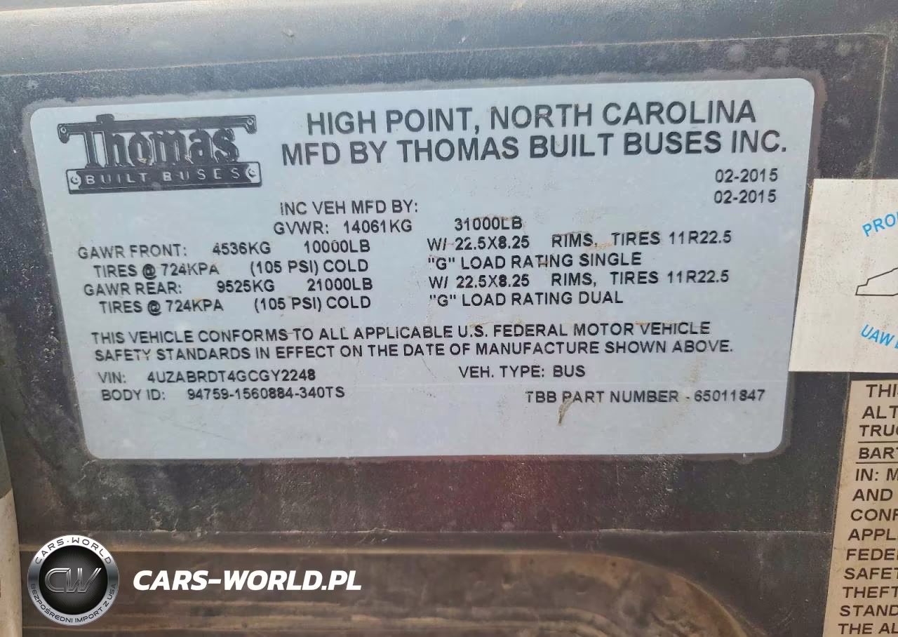 2016 Freightliner Chassis B2B VIN:4UZABRDT4GCGY2248 - 10