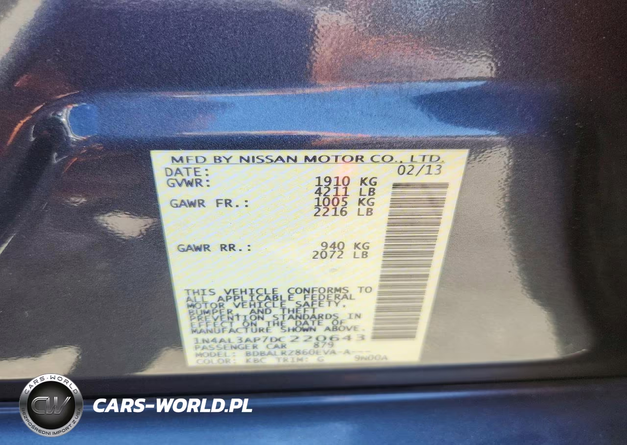 2013 Nissan Altima 2.5 VIN:1N4AL3AP7DC220643 - 12