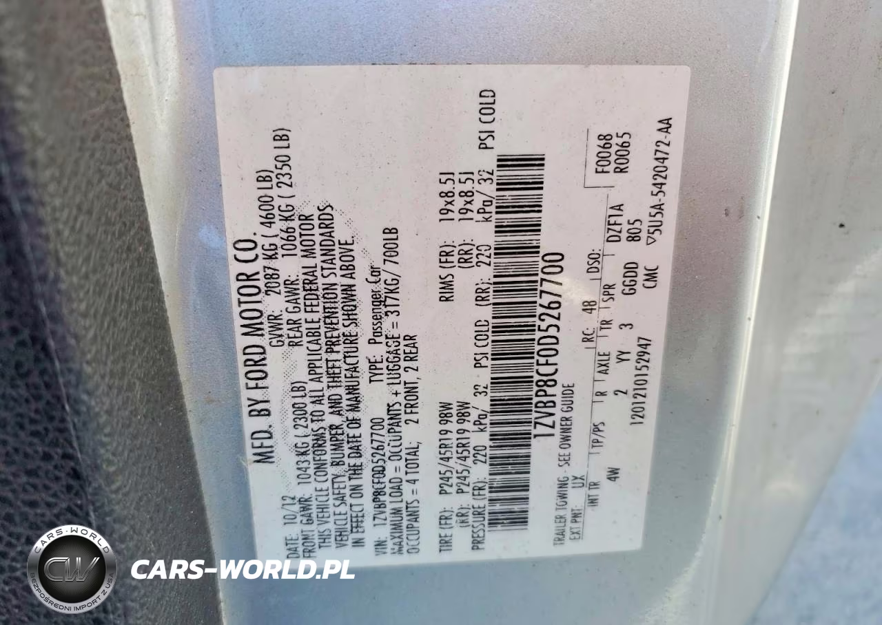 2013 Ford Mustang VIN:1ZVBP8CF0D5267700 - 12