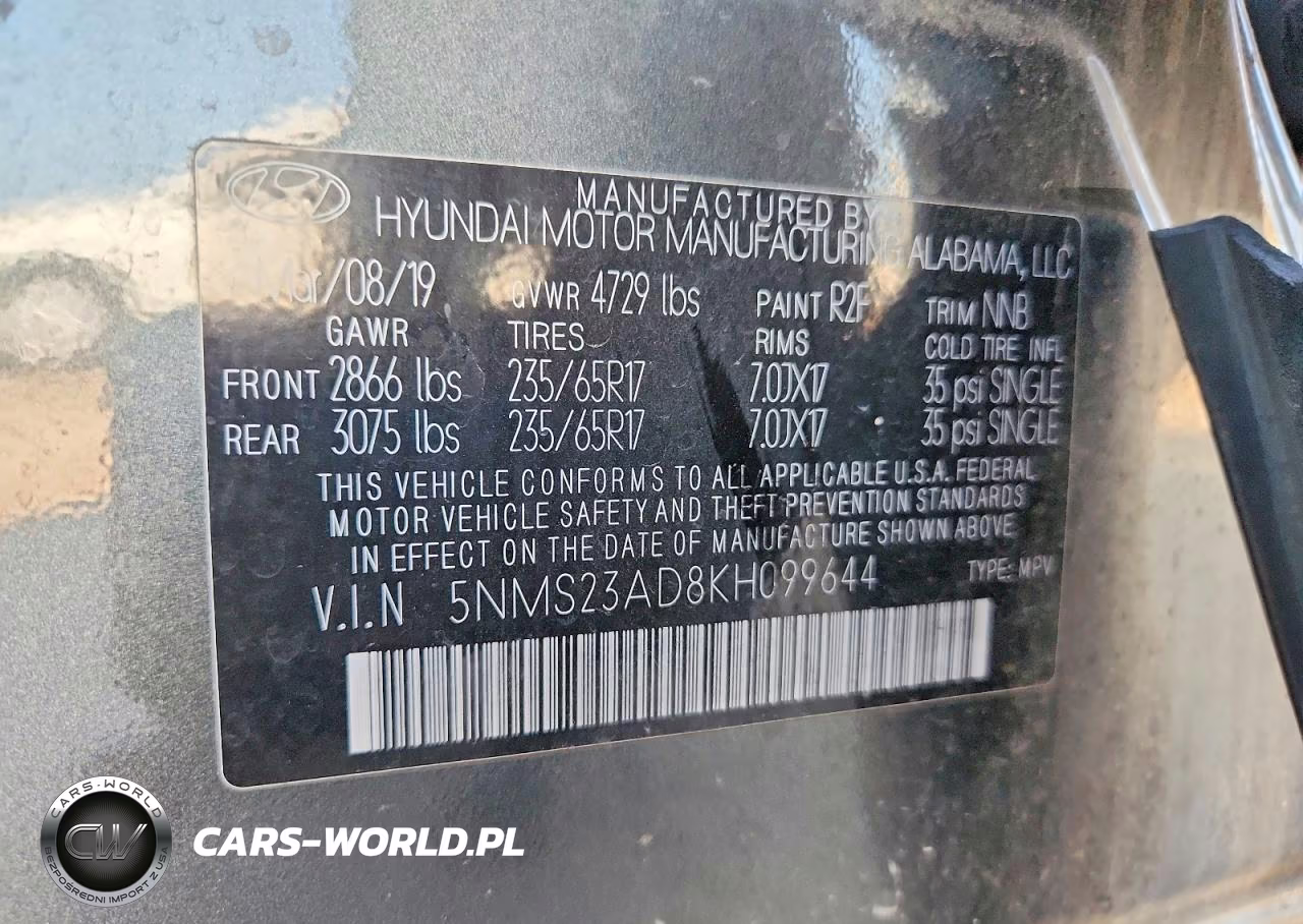 2019 Hyundai Santa Fe Se VIN:5NMS23AD8KH099644 - 12