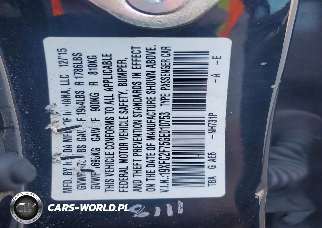 2016 Honda Civic Ex VIN:19XFC2F75GE010753 - 13