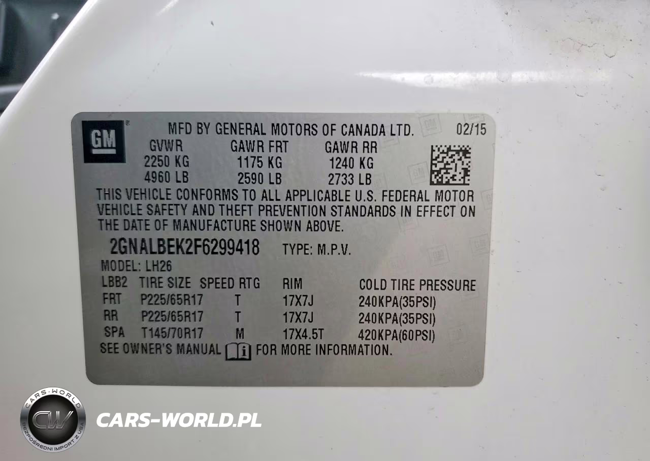 2015 Chevrolet Equinox Lt VIN:2GNALBEK2F6299418 - 13