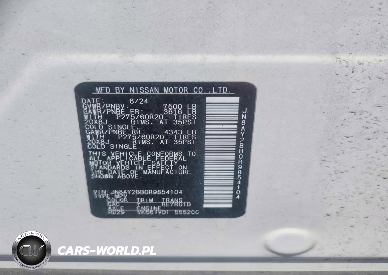 2024 Nissan Armada Sl VIN:JN8AY2BB0R9854104 - 14