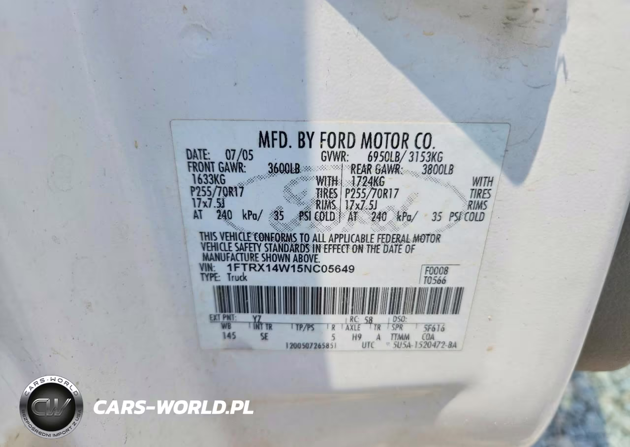 2005 Ford F150 VIN:1FTRX14W15NC05649 - 13