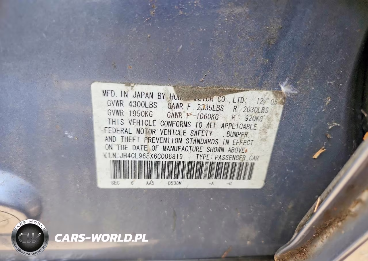 2006 Acura Tsx VIN:JH4CL968X6C006819 - 12