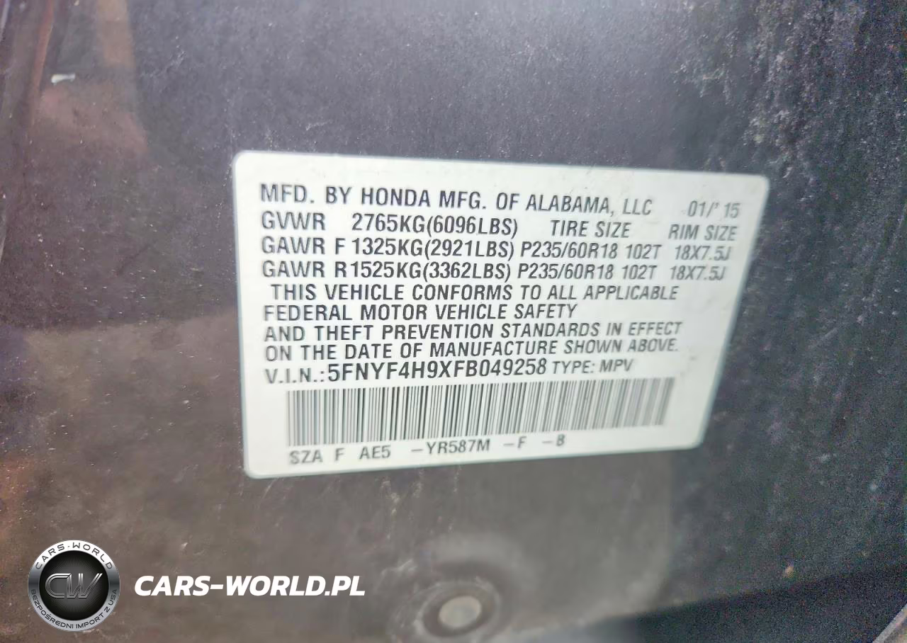 2015 Honda Pilot VIN:5FNYF4H9XFB049258 - 13