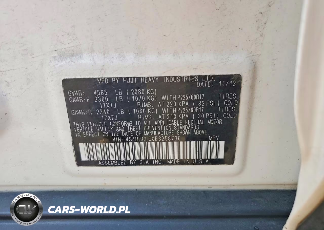 2014 Subaru Outback 2.5I Limited VIN:4S4BRCLC0E3258736 - 12