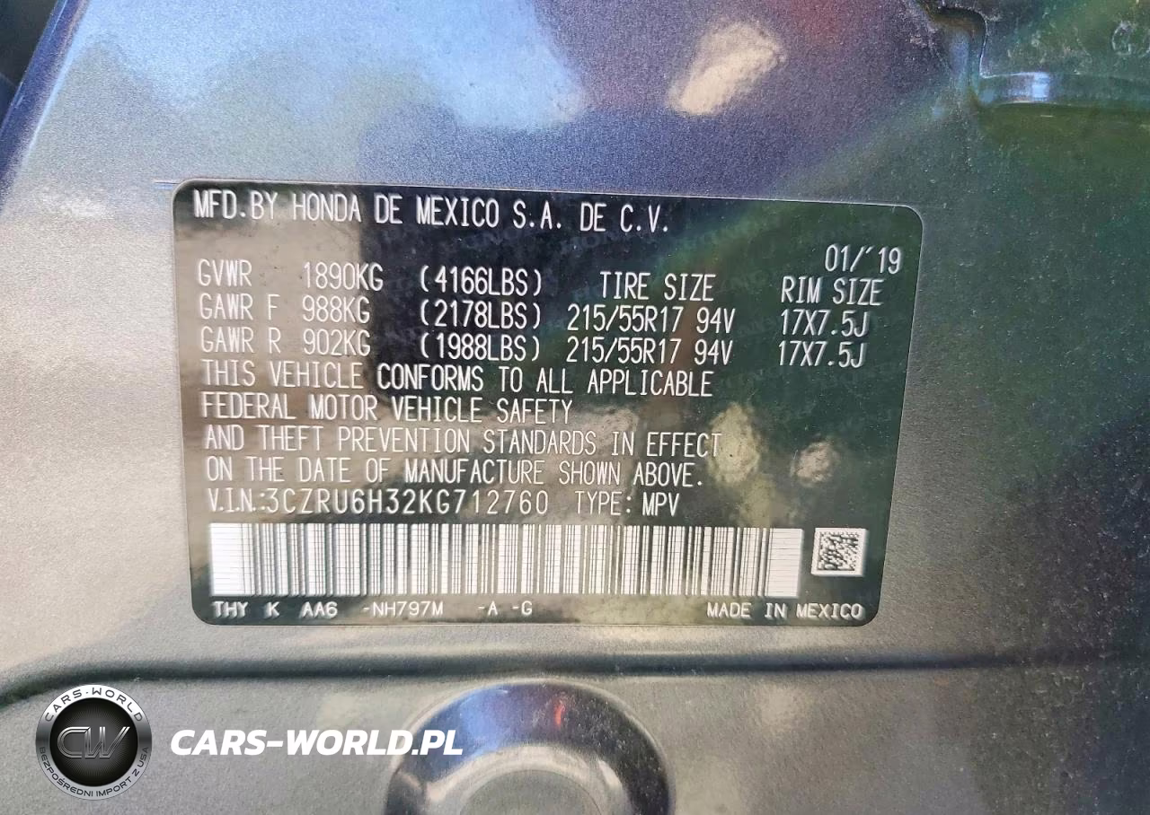 2019 Honda Hr-V Lx VIN:3CZRU6H32KG712760 - 13