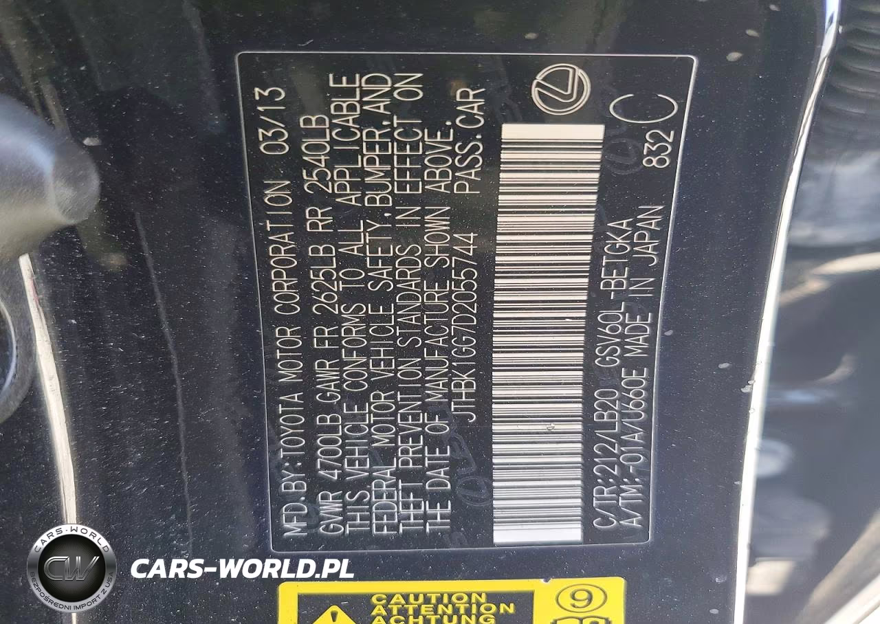 2013 Lexus Es 350 VIN:JTHBK1GG7D2055744 - 12