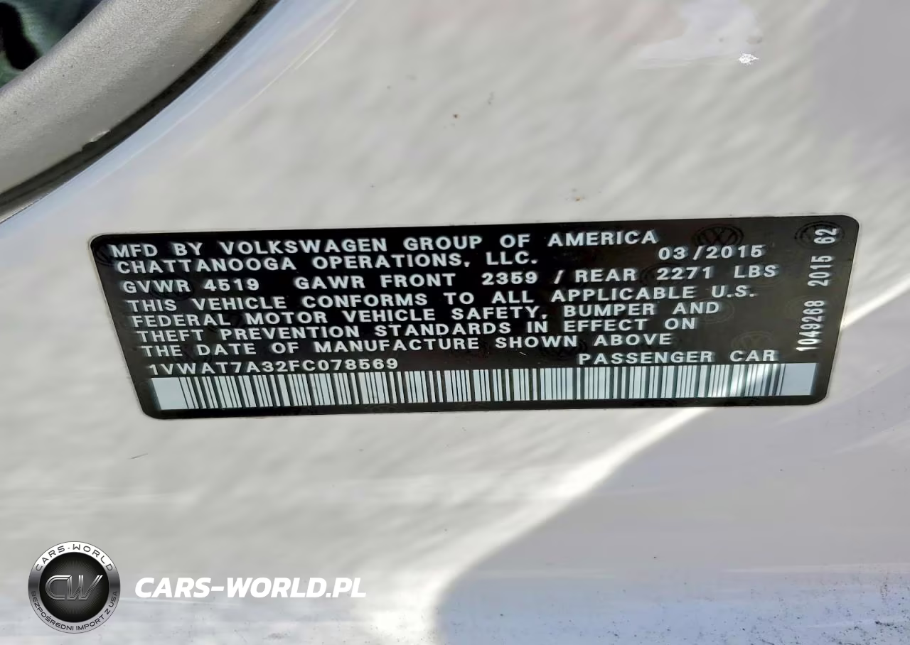 2015 Volkswagen Passat S VIN:1VWAT7A32FC078569 - 12
