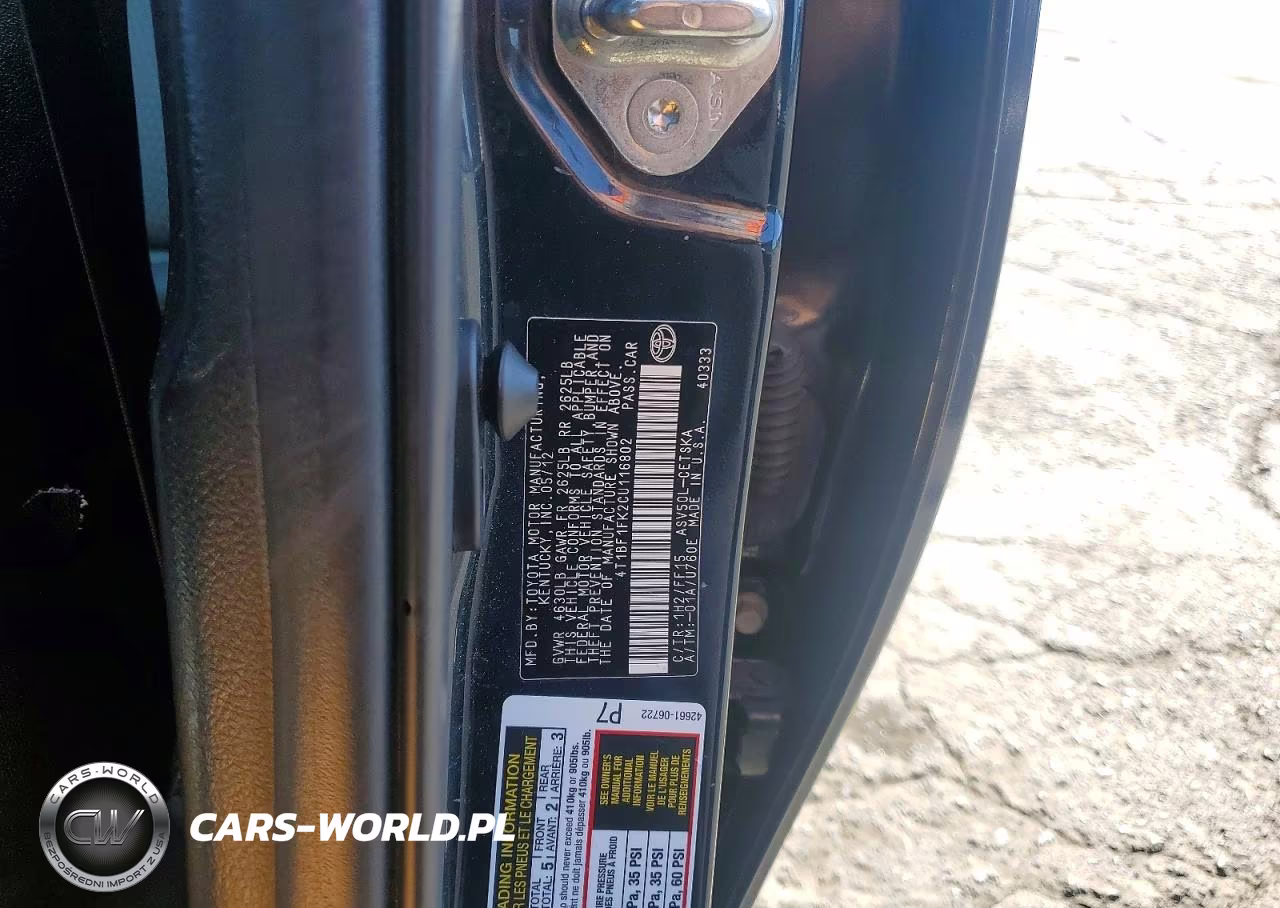 2012 Toyota Camry Se VIN:4T1BF1FK2CU116802 - 12